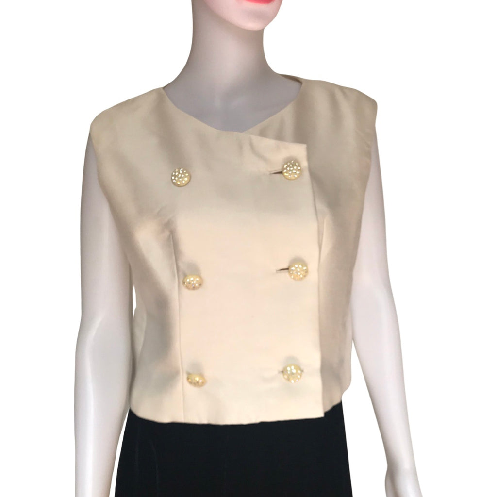 Vintage 1960s Cream Double Breasted Wool Vest