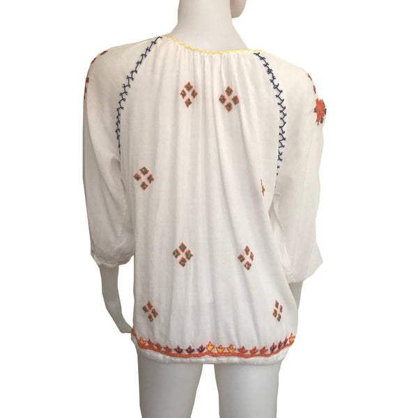 Vintage 1960s Boho Hippie Embroidered Blouse