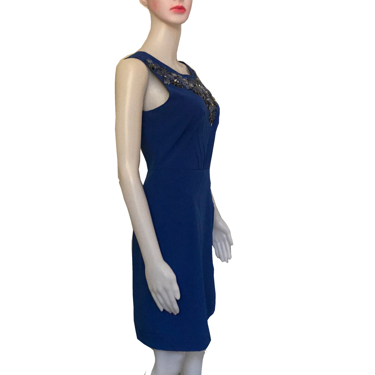 Vintage 1990s Cobalt Blue Embellished Sleeveless Dress