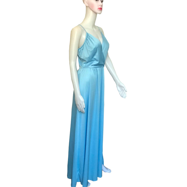 Vintage 1970s Baby Blue Formal Prom Gown