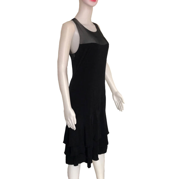 Vintage 1990s Chanel Black Silk Sleeveless Dress