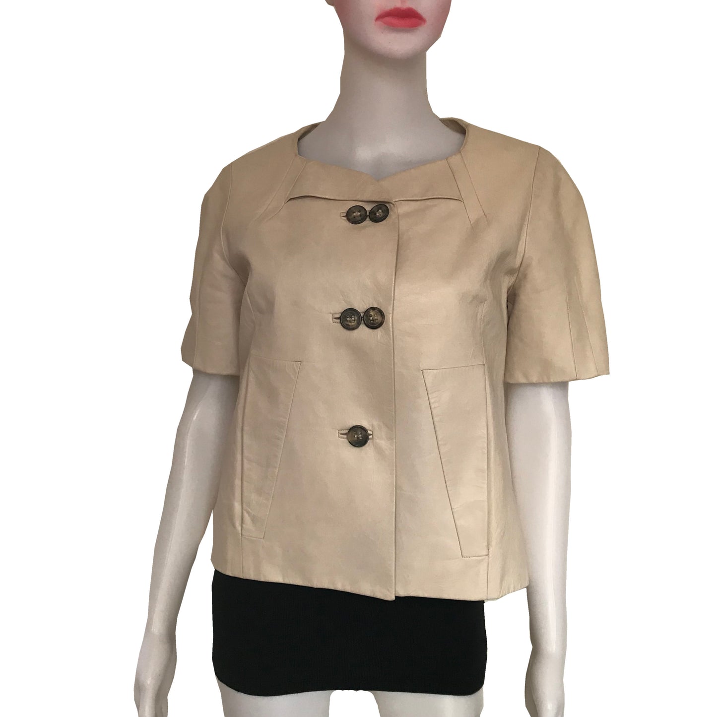Vintage 1990s Chloe Cream Cropped Leather Jacket