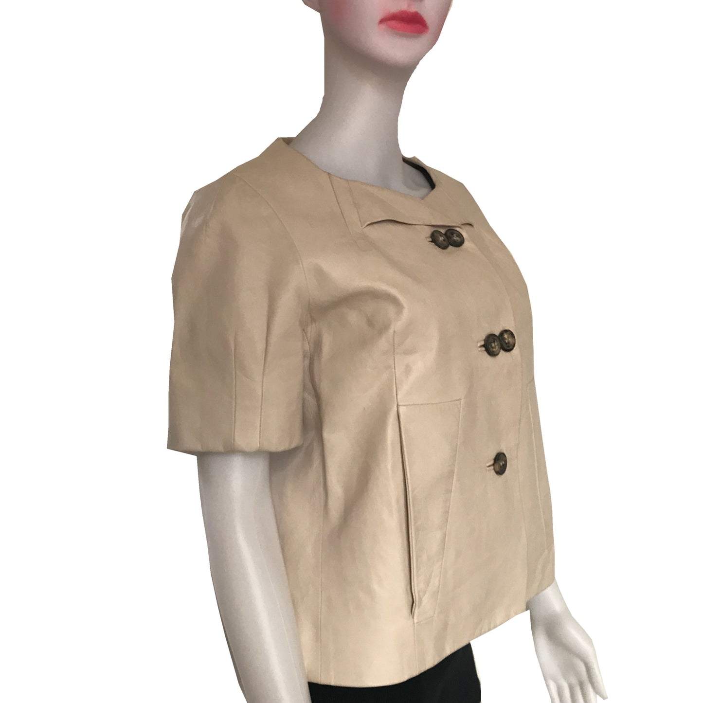 Vintage 1990s Chloe Cream Cropped Leather Jacket