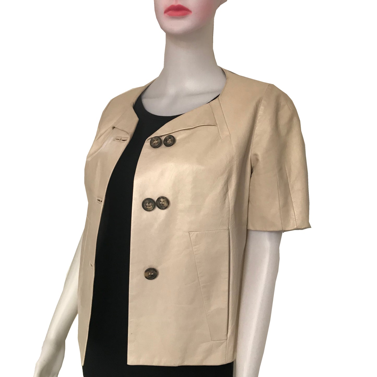 Vintage 1990s Chloe Cream Cropped Leather Jacket