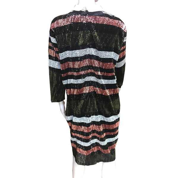 Eloquii Striped Sequin Collared Midi Dress