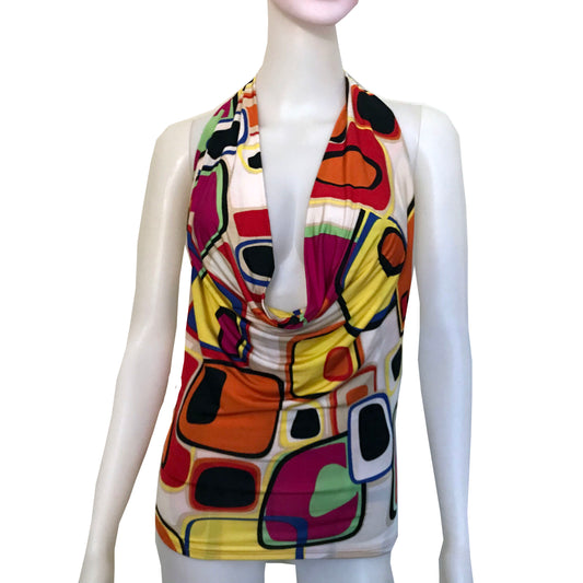 Vintage 1990s Graphic Print Backless Halter Top