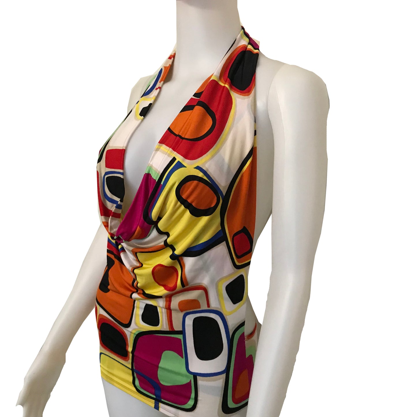 Vintage 1990s Graphic Print Backless Halter Top