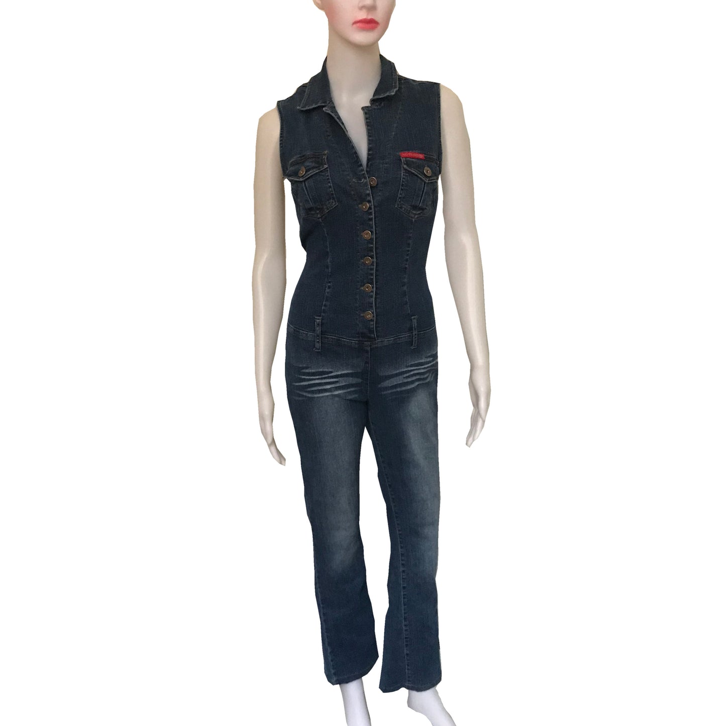 Vintage 1990s Hot Kiss Denim Jumpsuit With Belt