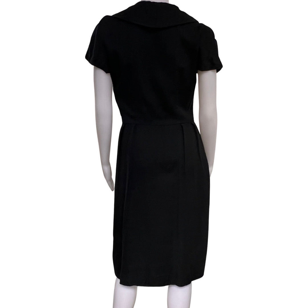 Vintage 1950s Cap Sleeve Double Breasted Cotton Dress