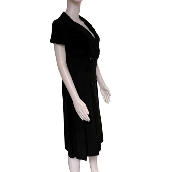Vintage 1950s Cap Sleeve Double Breasted Cotton Dress