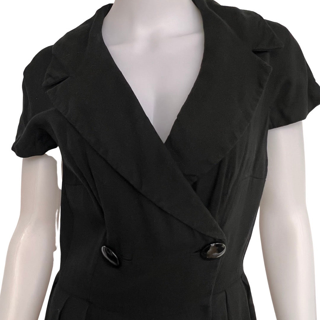 Vintage 1950s Cap Sleeve Double Breasted Cotton Dress