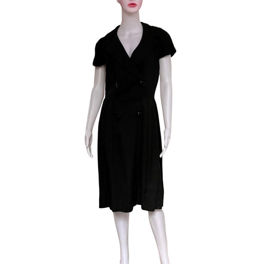 Vintage 1950s Cap Sleeve Double Breasted Cotton Dress