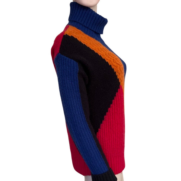 Vintage 1980s Esprit Color-Block Turtleneck Sweater