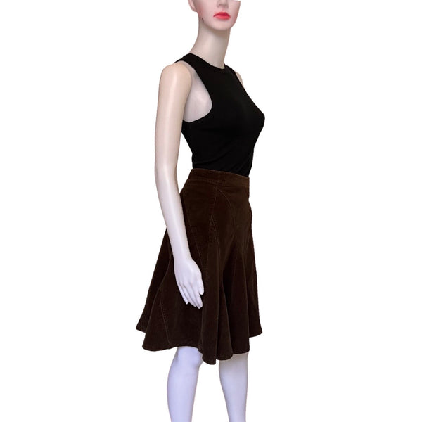 Vintage Y2K City DKNY Brown Pleated Corduroy Skirt