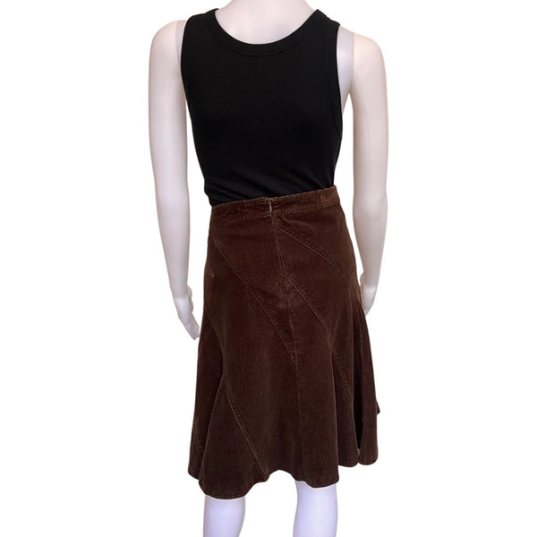 Vintage Y2K City DKNY Brown Pleated Corduroy Skirt
