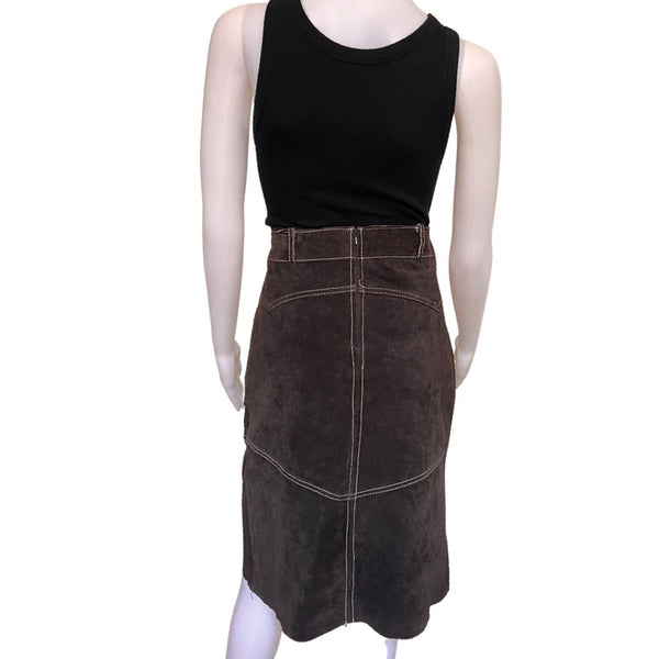 Vintage 1990s Black Suede Grunge Style Skirt