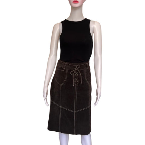Vintage 1990s Black Suede Grunge Style Skirt