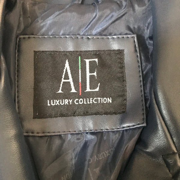 A/E Luxury Collection Navy Blue Faux Leather Jacket