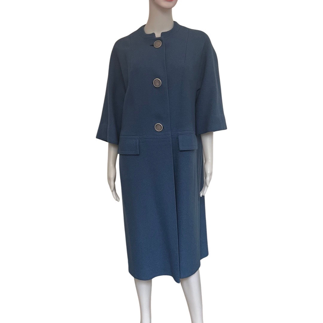 1950s Cornflower Blue Short-Sleeve Wool Coat