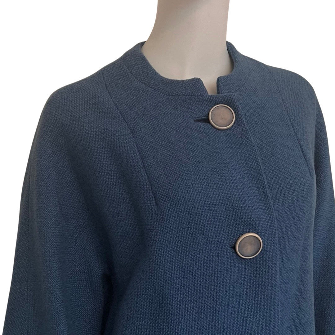 1950s Cornflower Blue Short-Sleeve Wool Coat