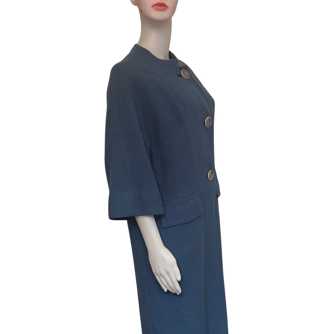 1950s Cornflower Blue Short-Sleeve Wool Coat