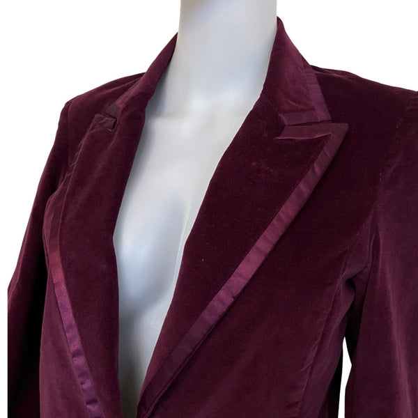 Vintage 1970s Satin Trimmed Purple Velvet Blazer