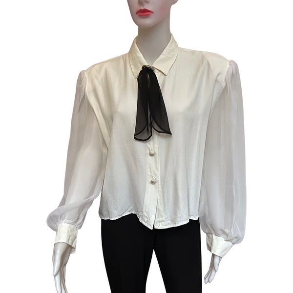 Vintage 1980s White Vest & Blouse Combo