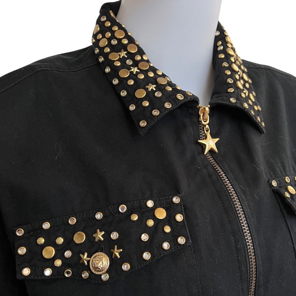 Vintage 1980s Gold-Studded Cotton Bomber Jacket