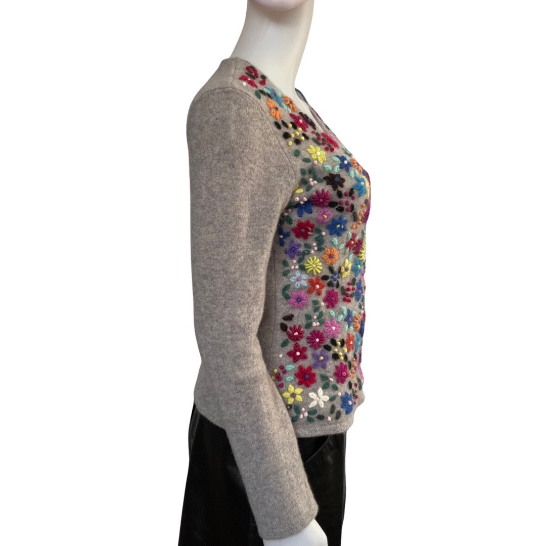 Vintage 1990s Talbots Floral Embroidered Lambswool Sweater
