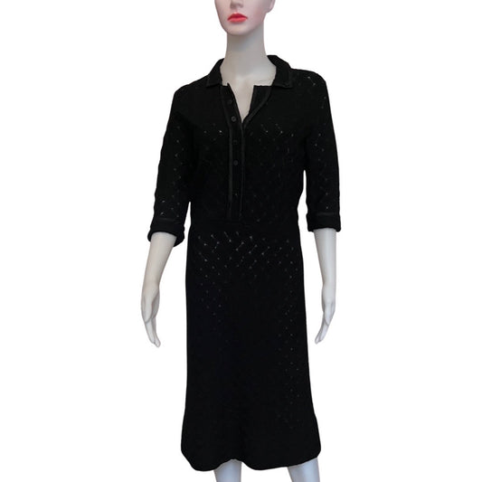 Vintage 1960s Goldworm Black Knit Satin Trim Dress