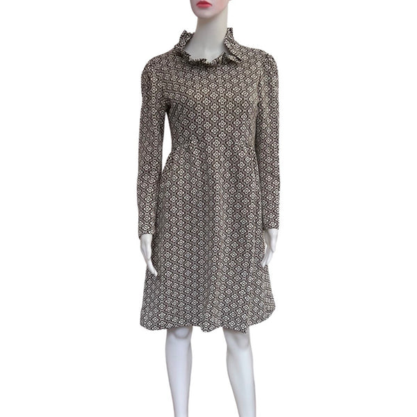 Vintage 1960s Mod Flower Dress With Ruffle Collar