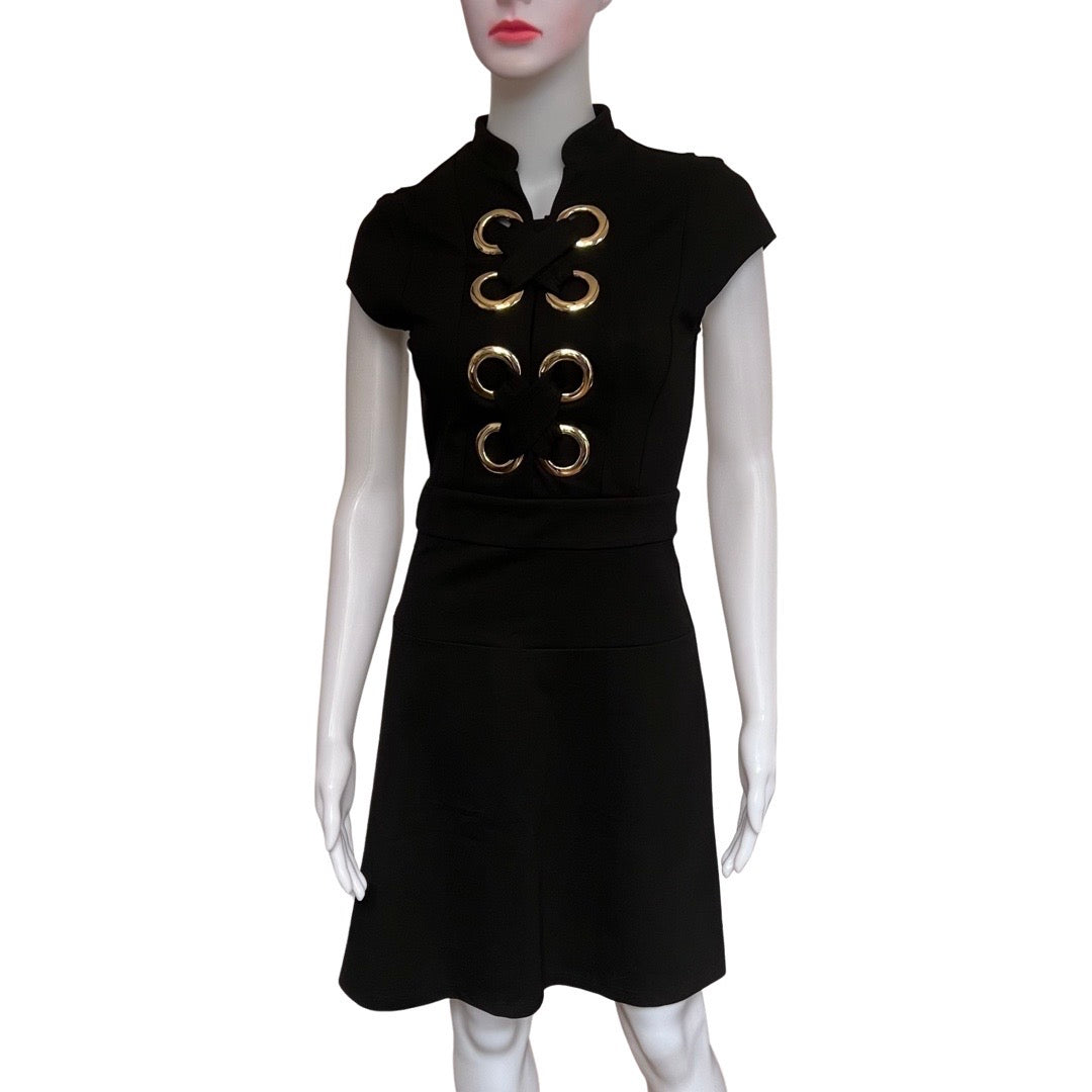 Karen Millen Black Grommet Jersey Dress NWT