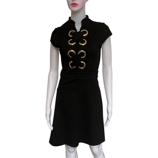 Karen Millen Black Grommet Jersey Dress NWT