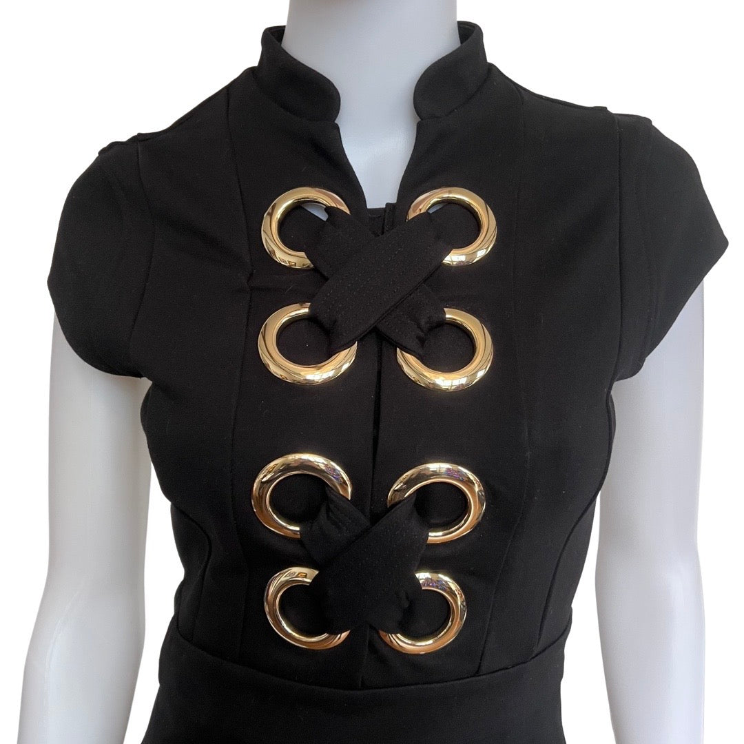 Karen Millen Black Grommet Jersey Dress NWT