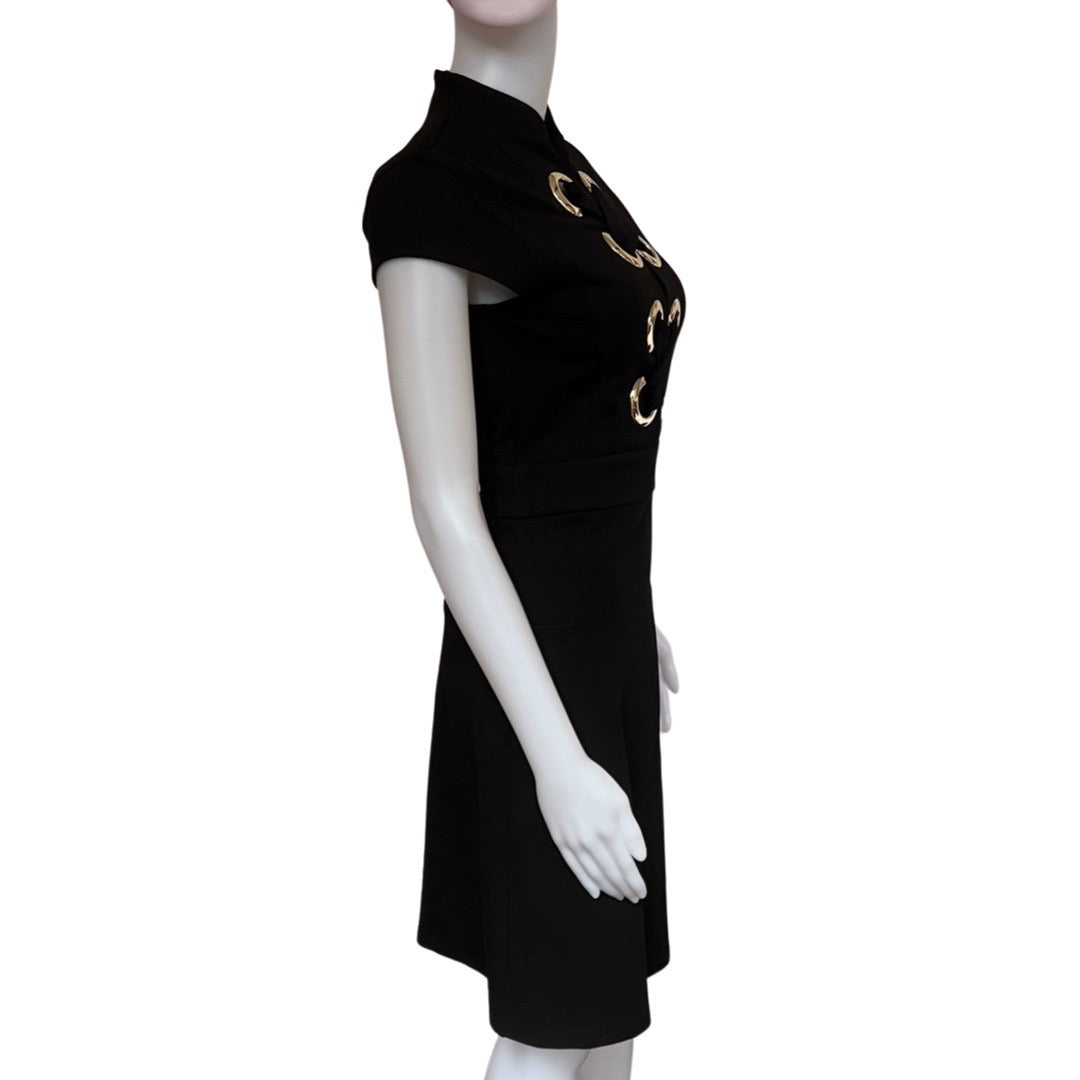 Karen Millen Black Grommet Jersey Dress NWT