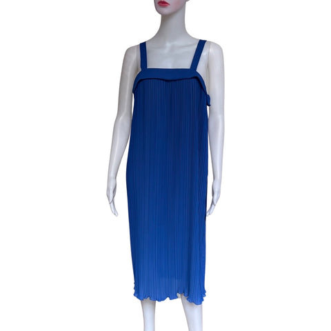 Vintage 1990s Handmade Pleated Blue Dress