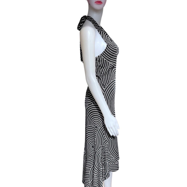 Vintage 1990s Polka Dot Graphic Print Halter Dress