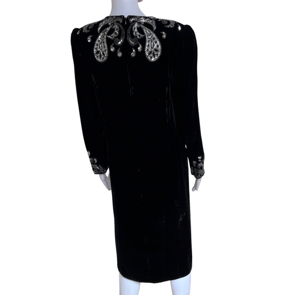 Vintage 1980s Argenti Notte Black Velvet Dress