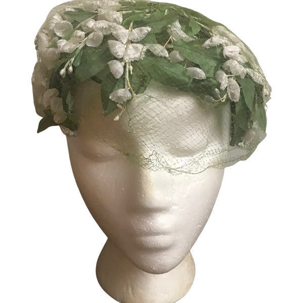 Vintage 1950s Silk Floral Tonnies Whimsy Hat