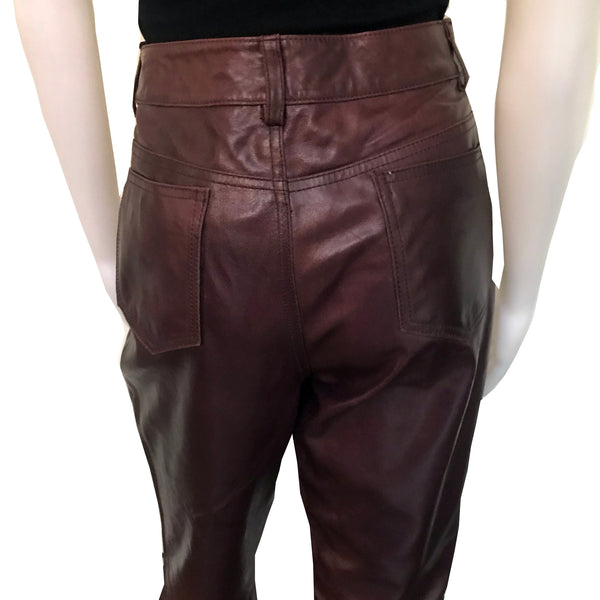 Vintage 1980s Wilsons Leather Burgundy High Waisted Pants