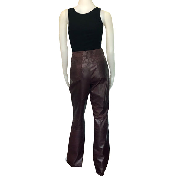 Vintage 1980s Wilsons Leather Burgundy High Waisted Pants