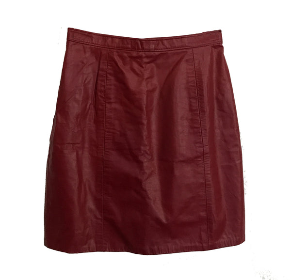 Vintage 1980s Red Leather Mini Skirt