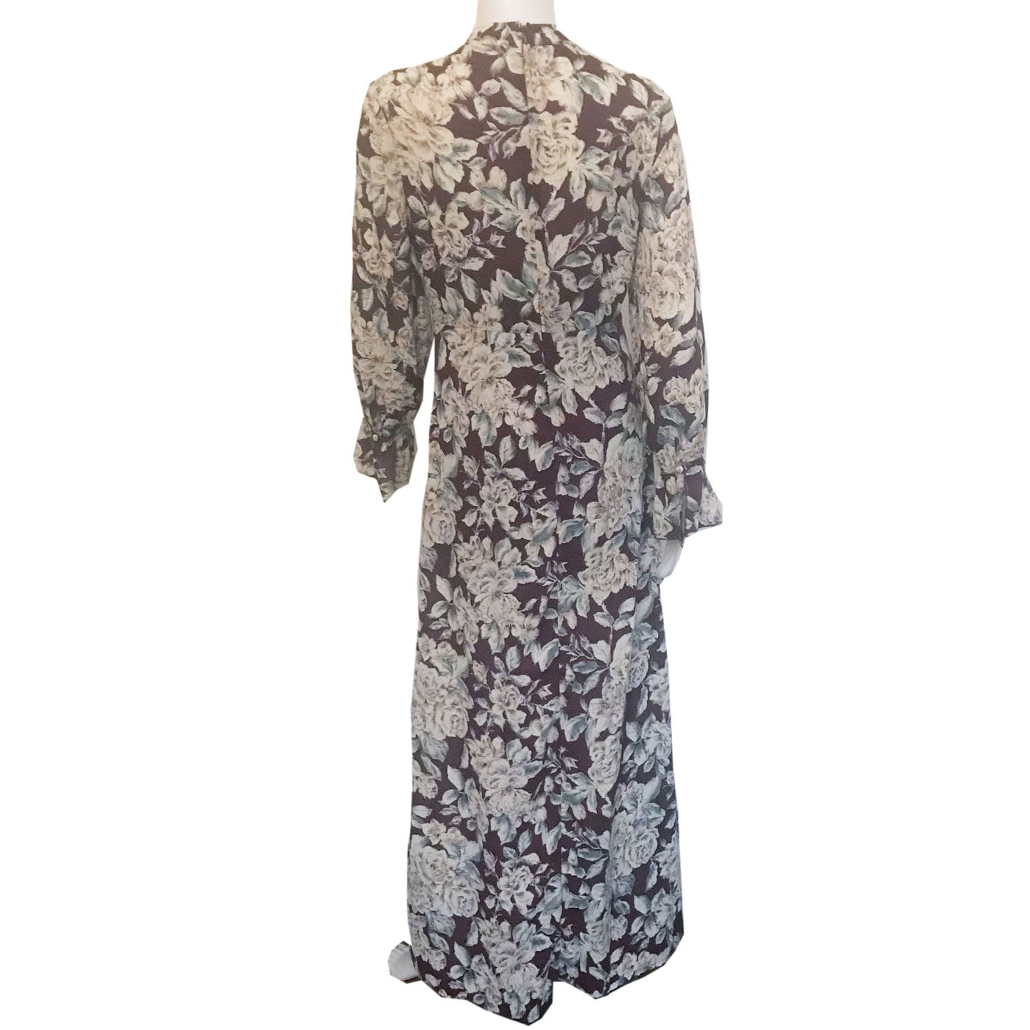 Vintage 1990s Brown Floral Print Maxi Dress