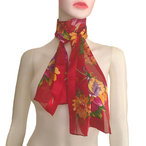 Vintage 1960s Oscar De La Renta Floral Silk Scarf