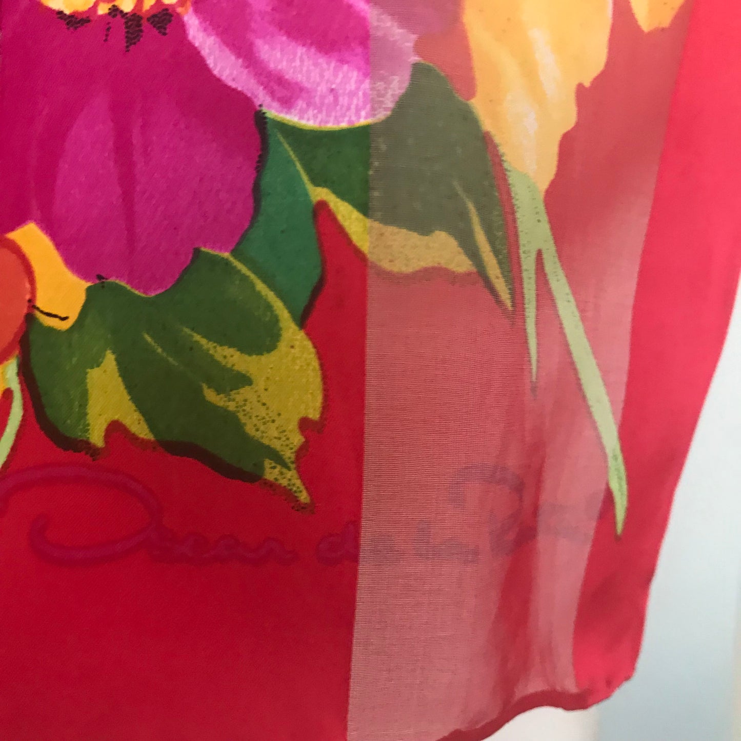 Vintage 1960s Oscar De La Renta Floral Silk Scarf