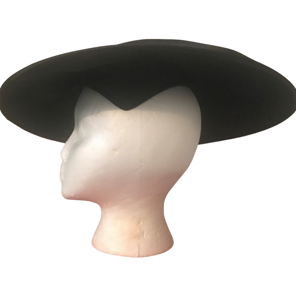 Vintage 1940s Black Cartwheel Hat (RARE)