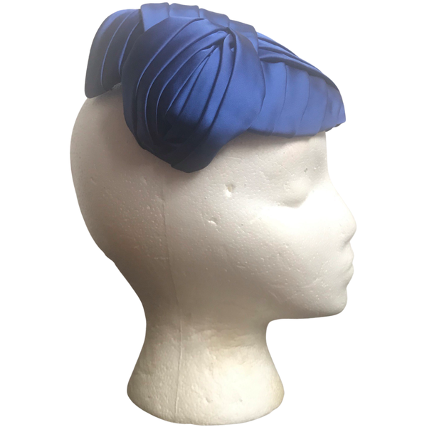 Vintage 1950s Blue Silk Cathay of California Crescent Hat