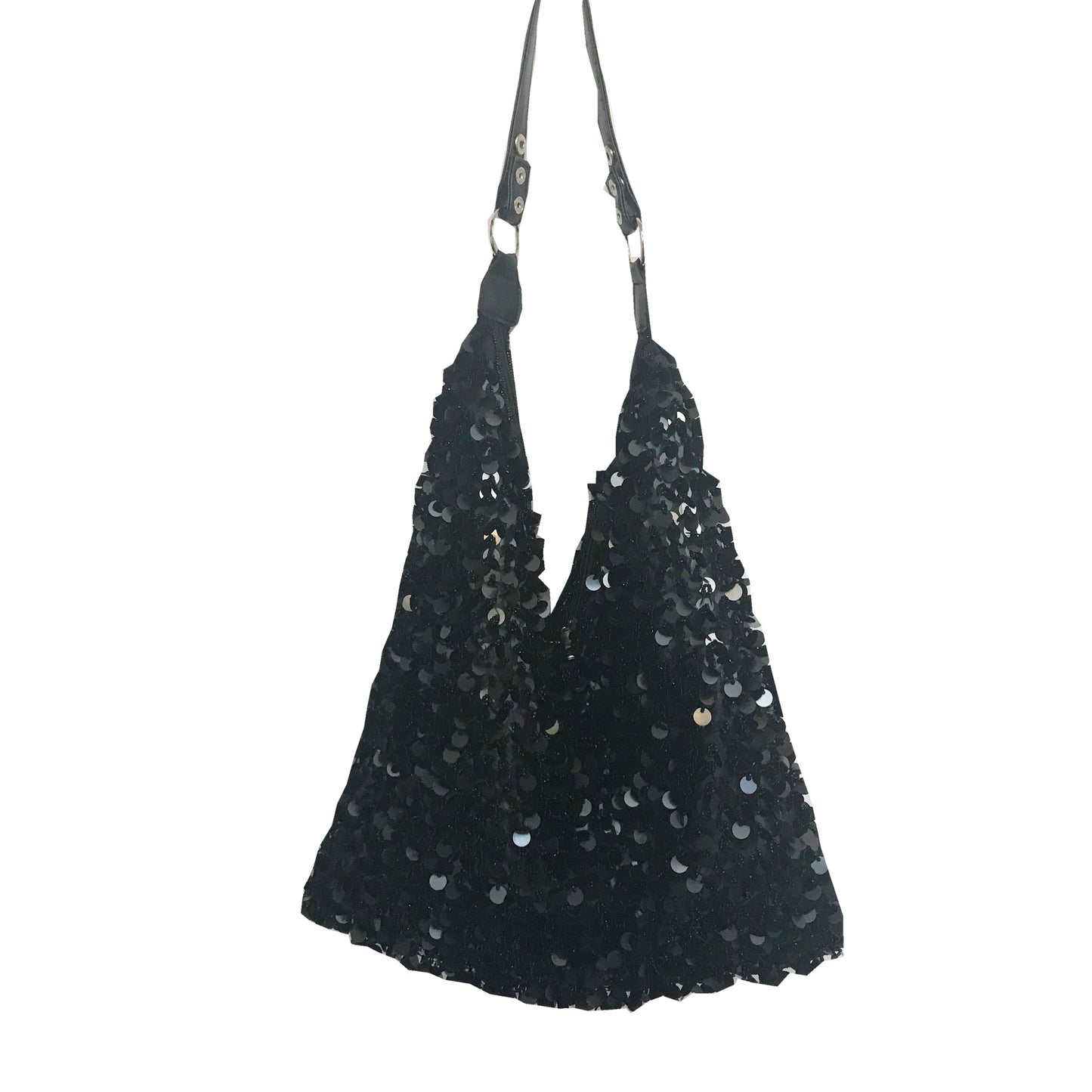 Vintage 1980s Black Paillettes Slouch Shoulder Bag