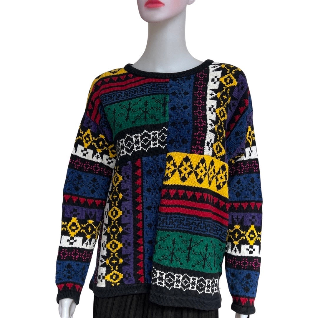 Women Vintage Striped Sweater Y2K Color Block Oversize