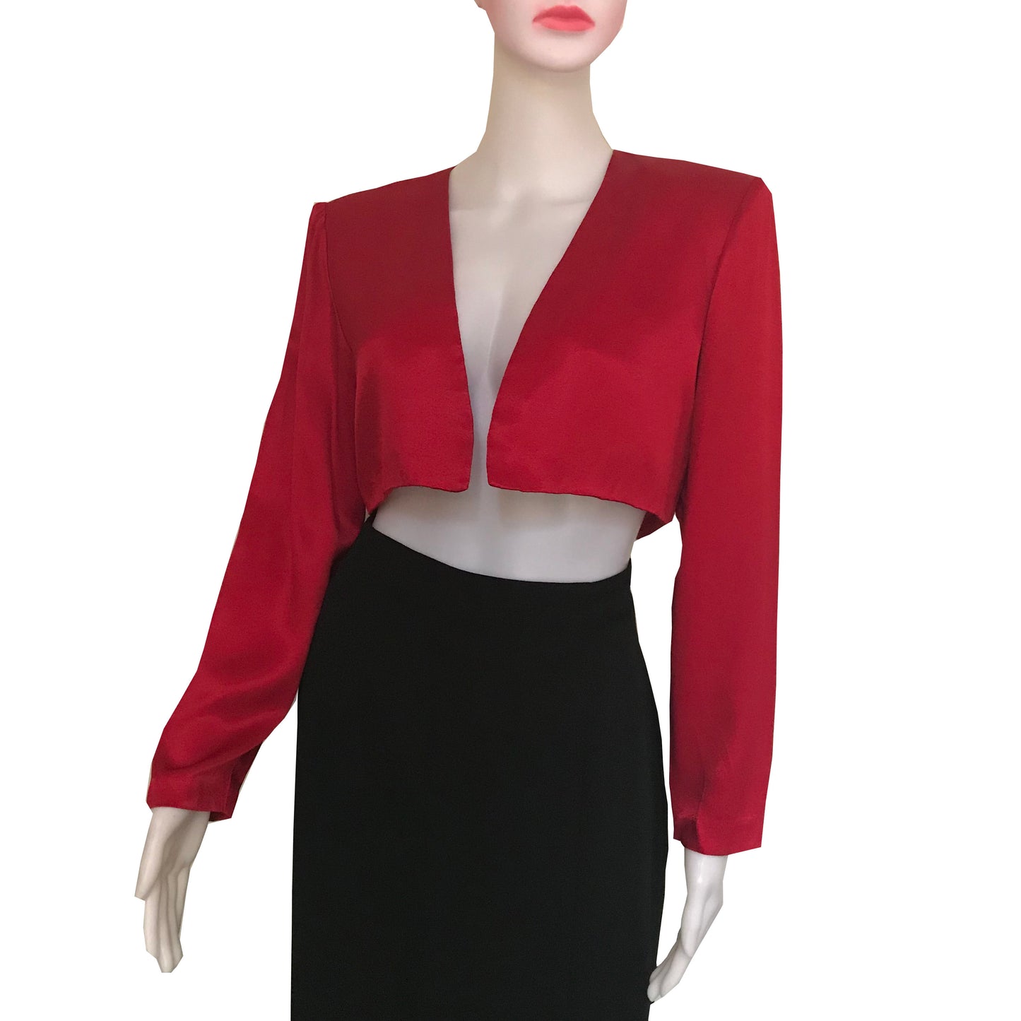 Vintage 1980s Red Satin Cropped Jacket With Bows